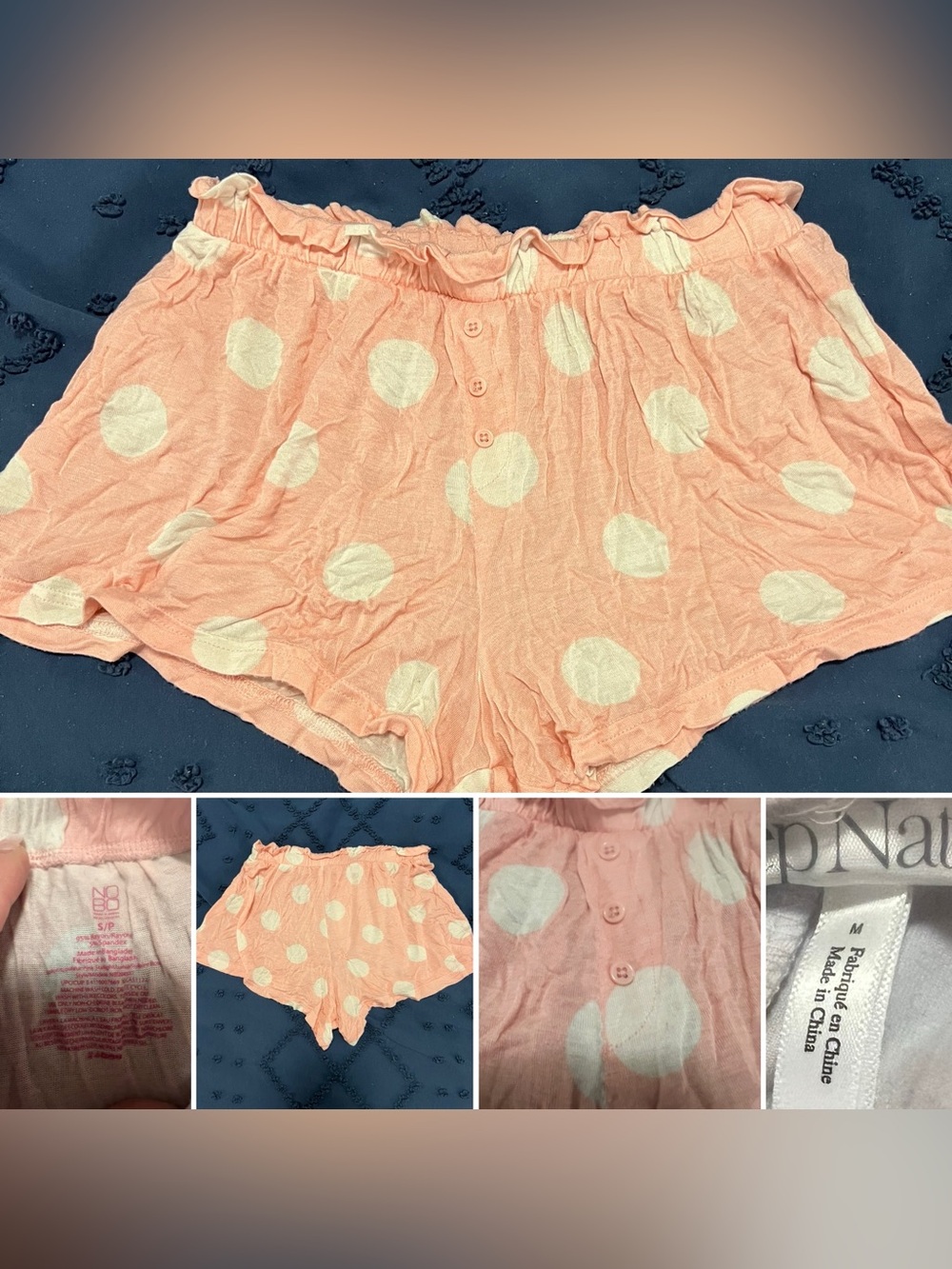 Ruffles, Bows & Buttons Lounge Shorts (EUC)🍒 Pink Polka Dots, Size Small